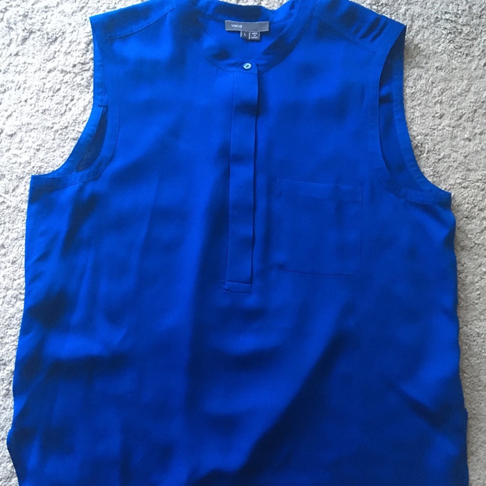 Vince silk cobalt blue sleeveless blouse-sz L